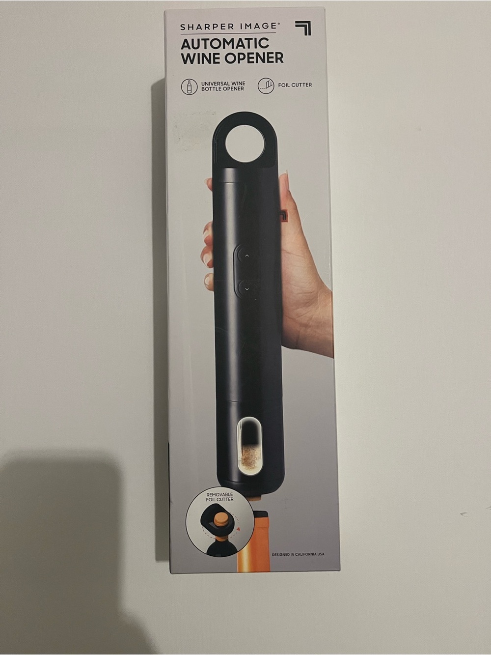 Sharper Image Black Automatic Wine Opener with Foil Cutter